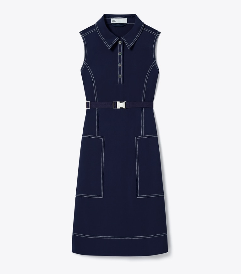 Tory Burch designer dresses Pickstitch Golf Dress in Tory Navy front