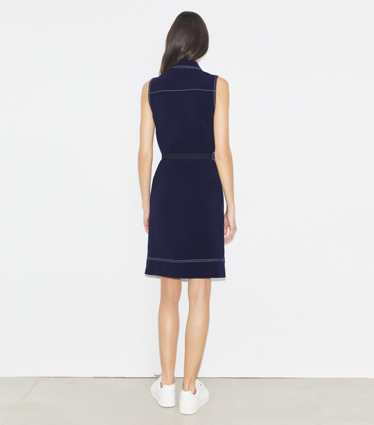 Tory Burch designer dresses Pickstitch Golf Dress in Tory Navy front