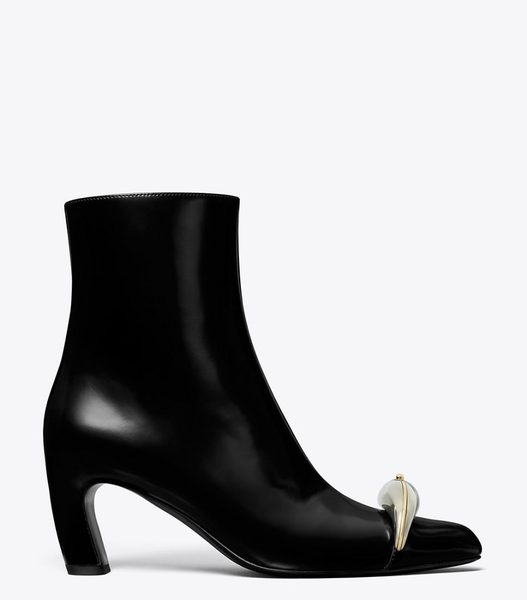 Tory Burch designer ankle boots Pierced Ankle Boot in PERFECT BLACK / SILVER side