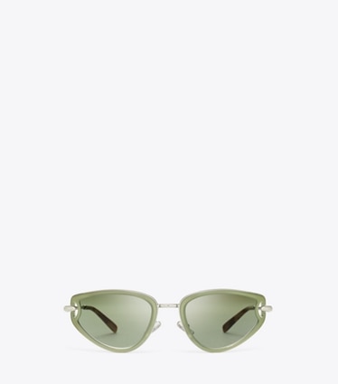 Tory Burch designer lunettes Pierced Cat-Eye Sunglasses in MILKY GREEN/GREEN GRADIENT front