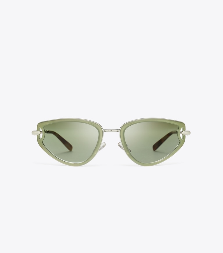 Tory Burch designer occhiali da vista & da sole Pierced Cat-Eye Sunglasses in MILKY GREEN/GREEN GRADIENT front