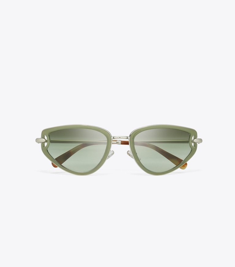 Tory Burch designer occhiali da vista & da sole Pierced Cat-Eye Sunglasses in MILKY GREEN/GREEN GRADIENT front