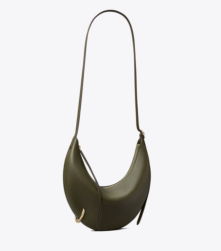 Tory Burch designer crossbody bags Pierced Crossbody Bag in Leccio angle