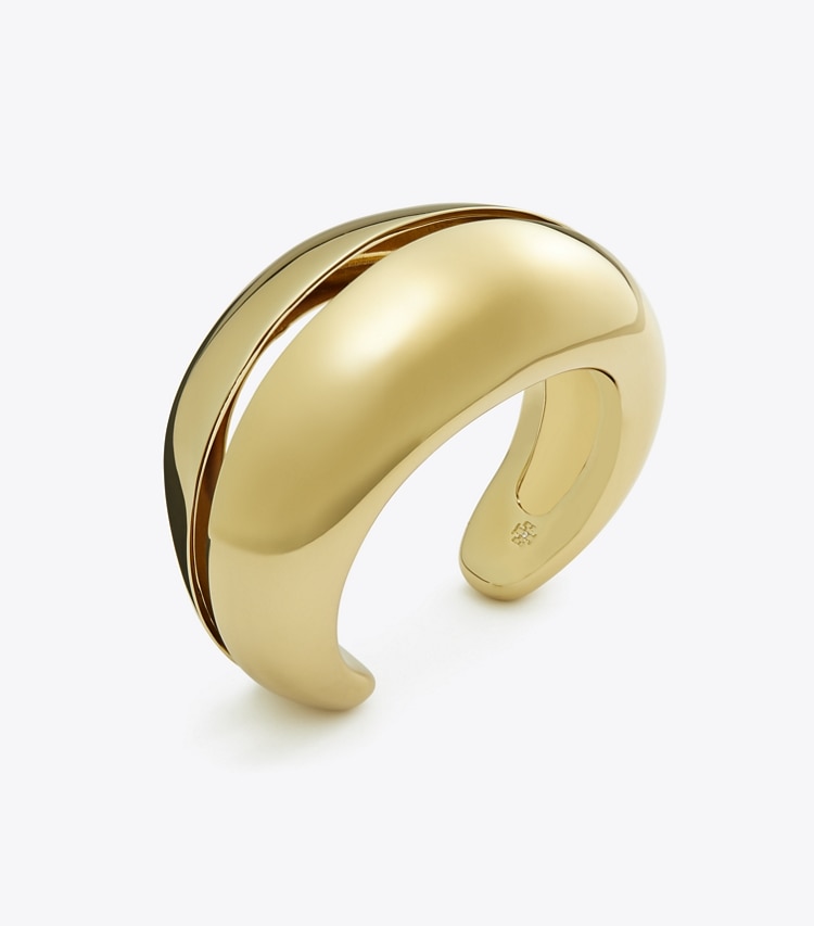 Tory Burch designer bracelets Pierced Cuff in Light Brass detail