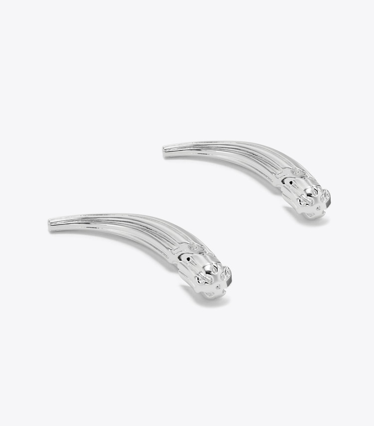 Tory Burch designer earrings Pierced Front-Back Earrings in Light Silver detail