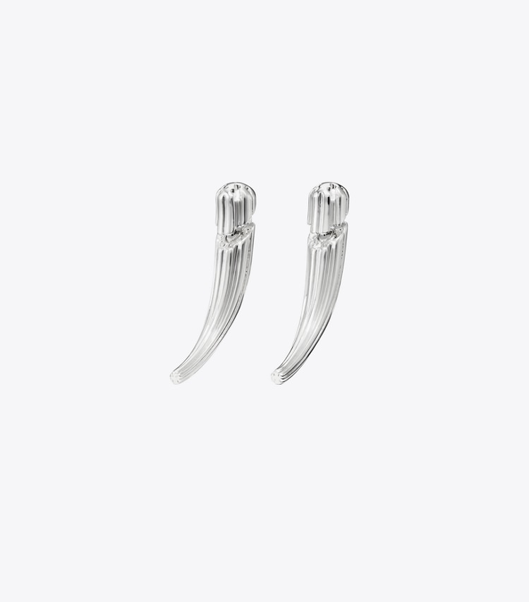 Tory Burch designer earrings Pierced Front-Back Earrings in Light Silver front