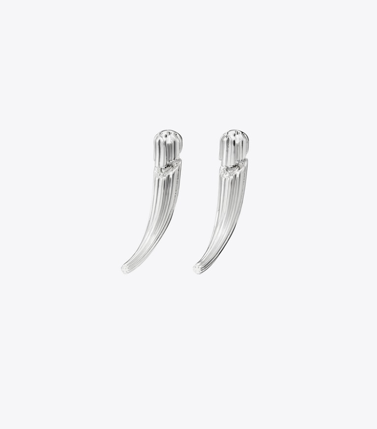 Tory Burch designer earrings Pierced Front-Back Earrings in Light Silver front