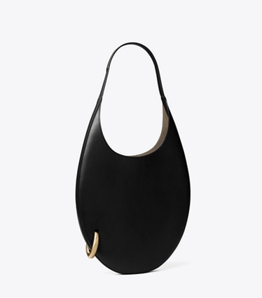 Tory Burch designer shoulder bags Pierced Handbag in Black / GOLD angle