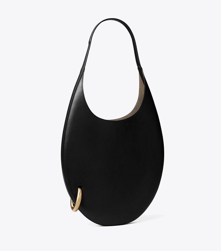Tory Burch designer shoulder bags Pierced Handbag in Black / GOLD angle