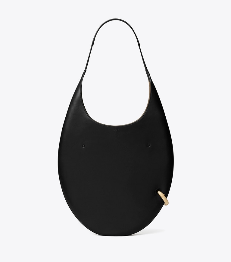 Tory Burch designer shoulder bags Pierced Handbag in Black / GOLD angle