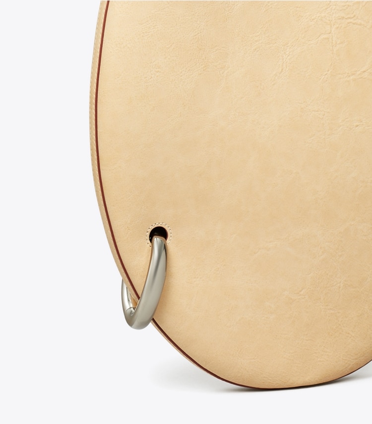 Tory Burch designer shoulder bags Pierced Handbag in Smoky Tan detail