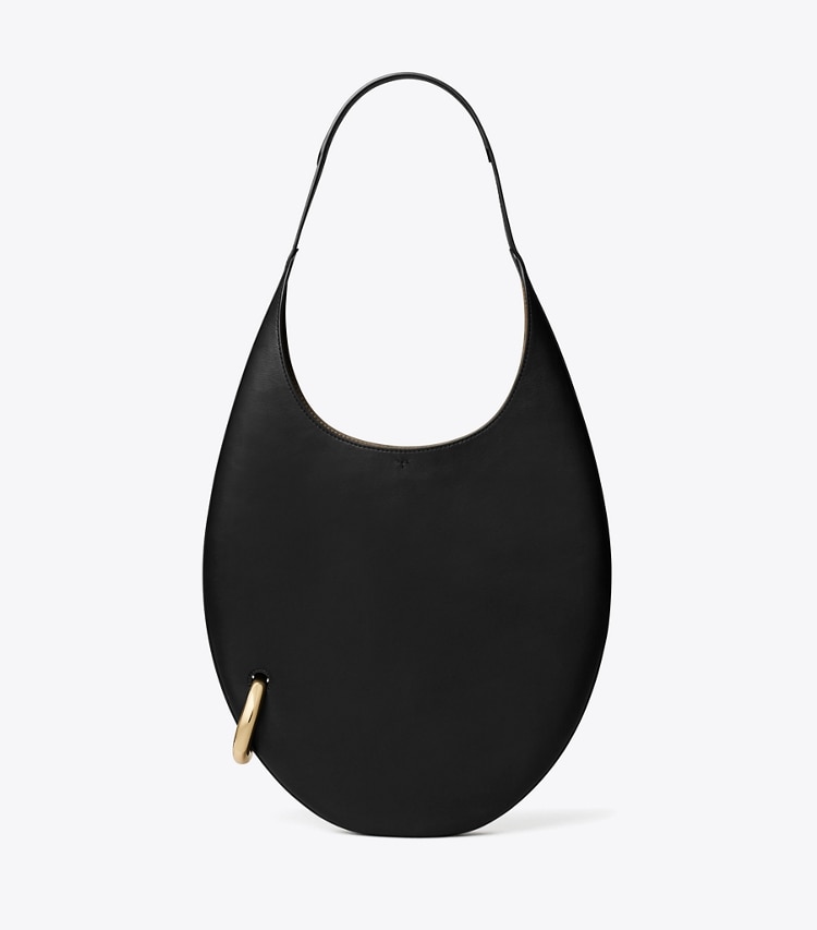 Tory Burch designer shoulder bags Pierced Handbag in Black / GOLD front