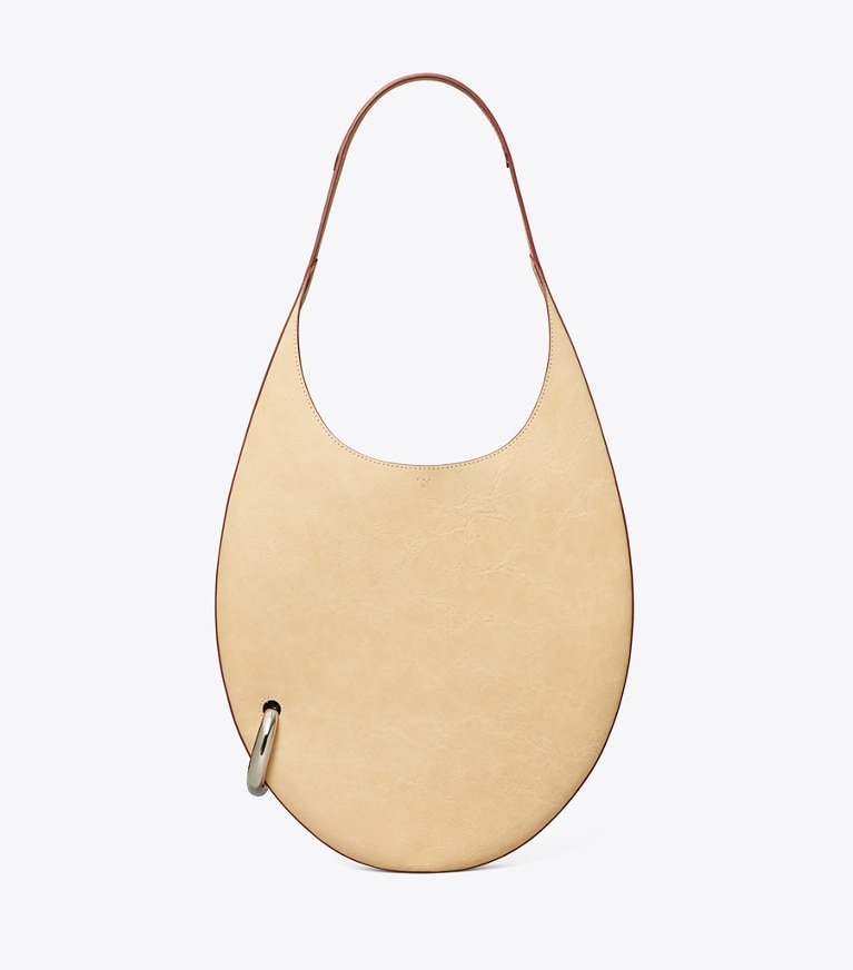 Tory Burch designer shoulder bags Pierced Handbag in Smoky Tan angle