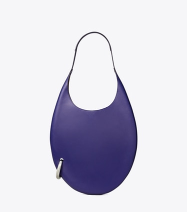 Tory Burch designer shoulder bags Pierced Handbag in Ballpoint Blue front