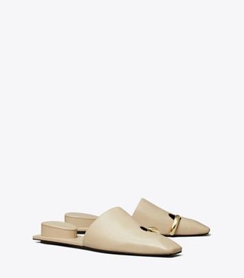 Tory Burch designer flats Pierced Mule in STONE GRAY angle