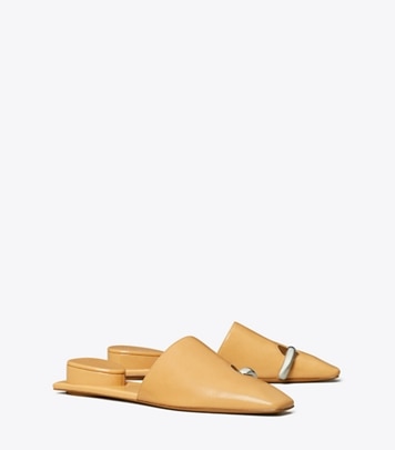 Tory Burch designer flats Pierced Mule in CANTUCCI / SILVER angle