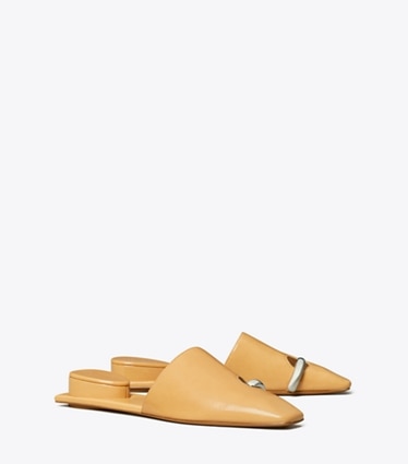 Tory Burch designer flats Pierced Mule in CANTUCCI / SILVER angle