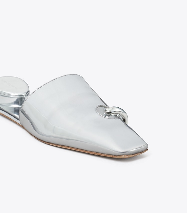Tory Burch designer flats Pierced Mule in ARGENTO detail