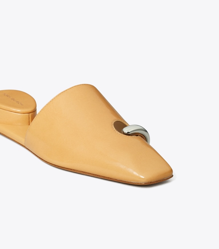 Tory Burch designer flats Pierced Mule in CANTUCCI / SILVER angle
