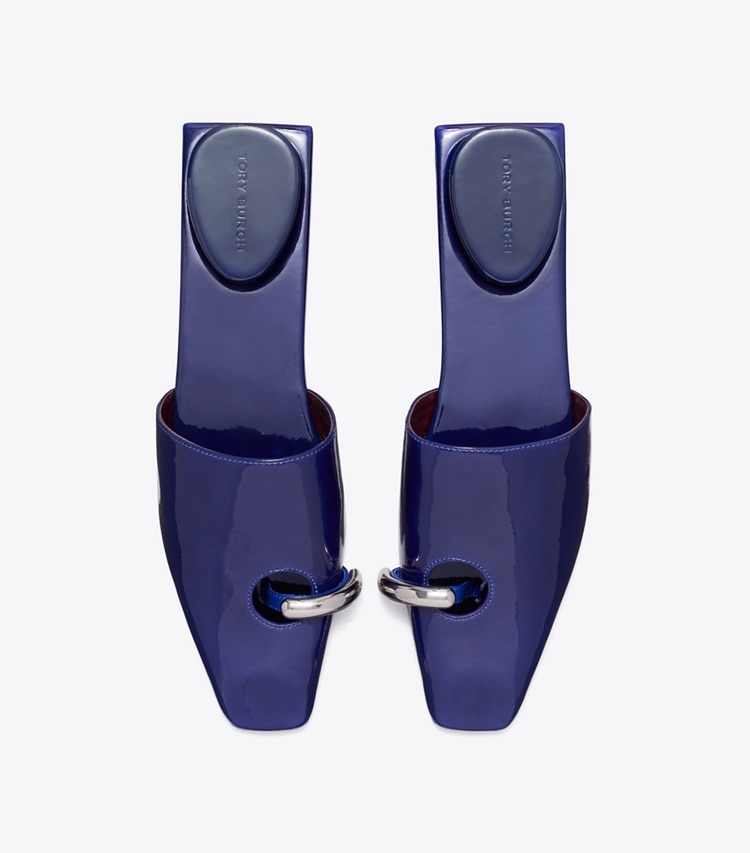 Tory Burch designer flats Pierced Mule in BALLPOINT BLUE overhead