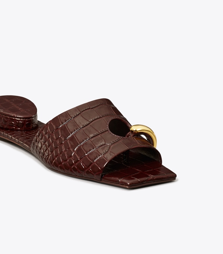 Tory Burch designer sandals Pierced Mule Sandal in PLUM angle