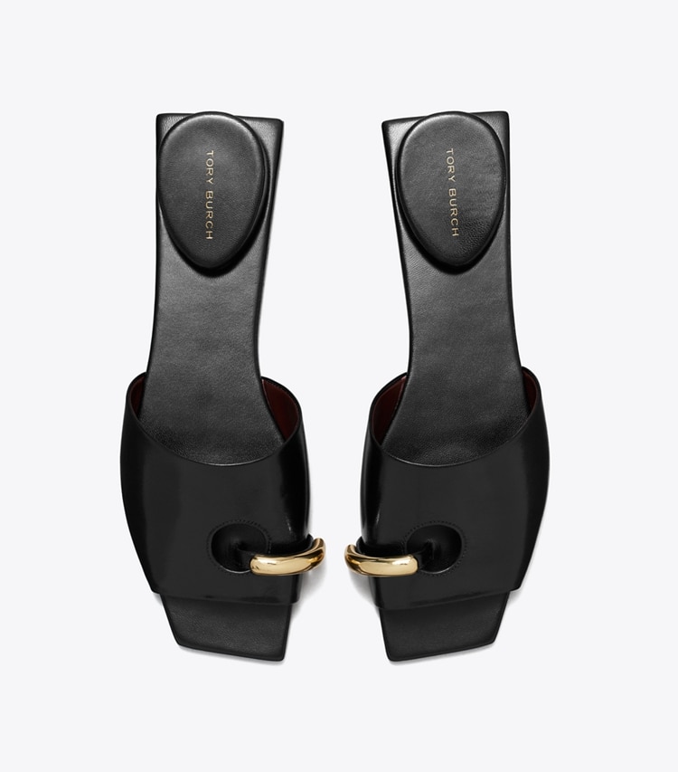 Tory Burch designer sandals Pierced Mule Sandal in PERFECT BLACK overhead