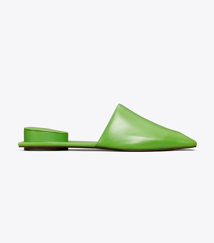 Tory Burch designer flats Pierced Mule in PERIDOT / GOLD side