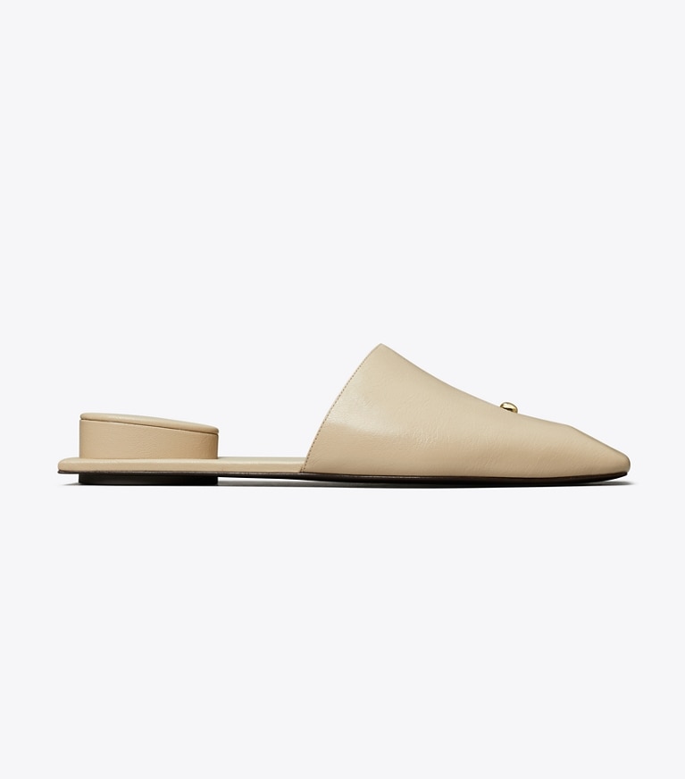 Tory Burch designer flats Pierced Mule in STONE GRAY angle