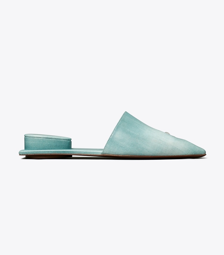 Tory Burch designer flats Pierced Mule in NORTHERN BLUE / SILVER side