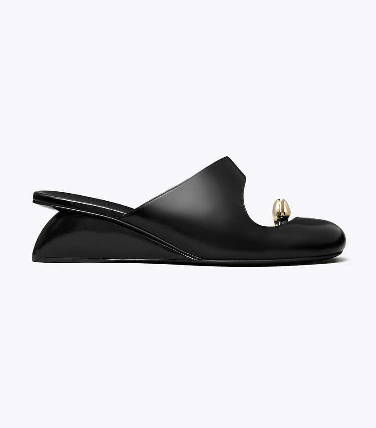 Tory Burch designer heels Pierced Mule Wedge in NERO side