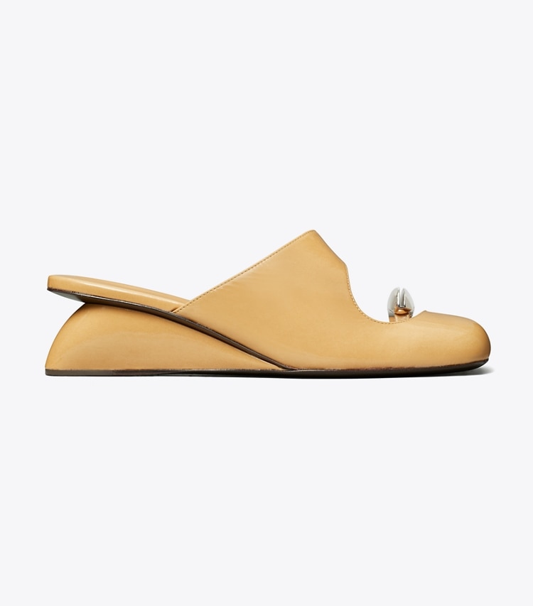 Tory Burch designer heels Pierced Mule Wedge in CANTUCCI / SILVER side