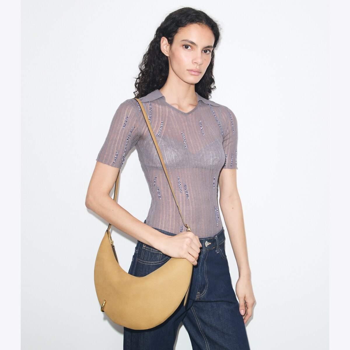 Pierced Nubuck Crossbody Bag: Women's Designer Crossbody Bags