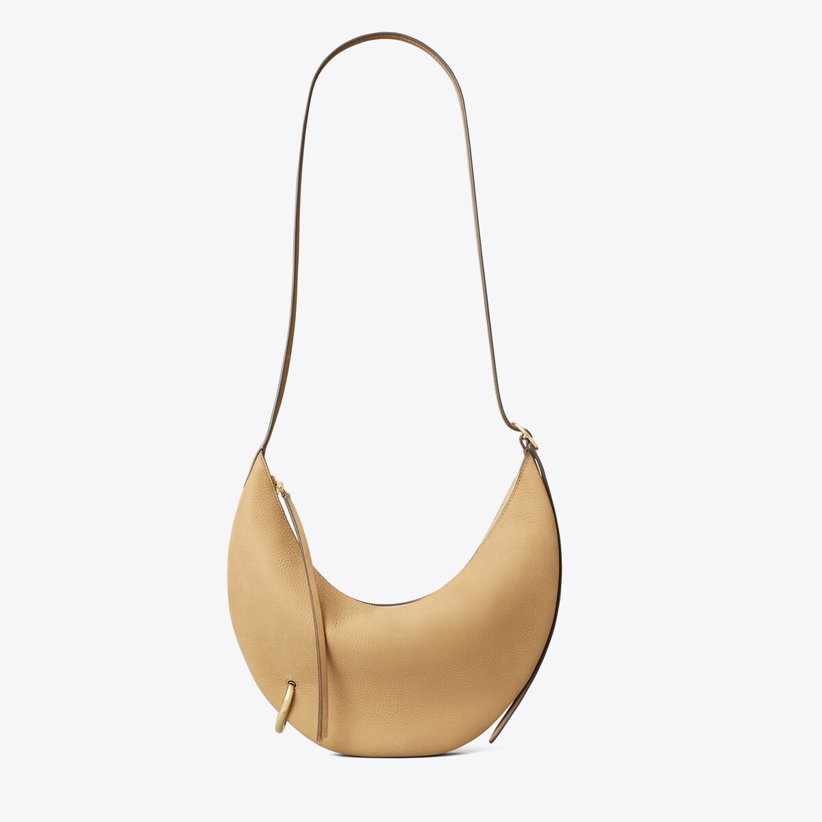 Pierced Nubuck Crossbody Bag in light brown | Tory Burch