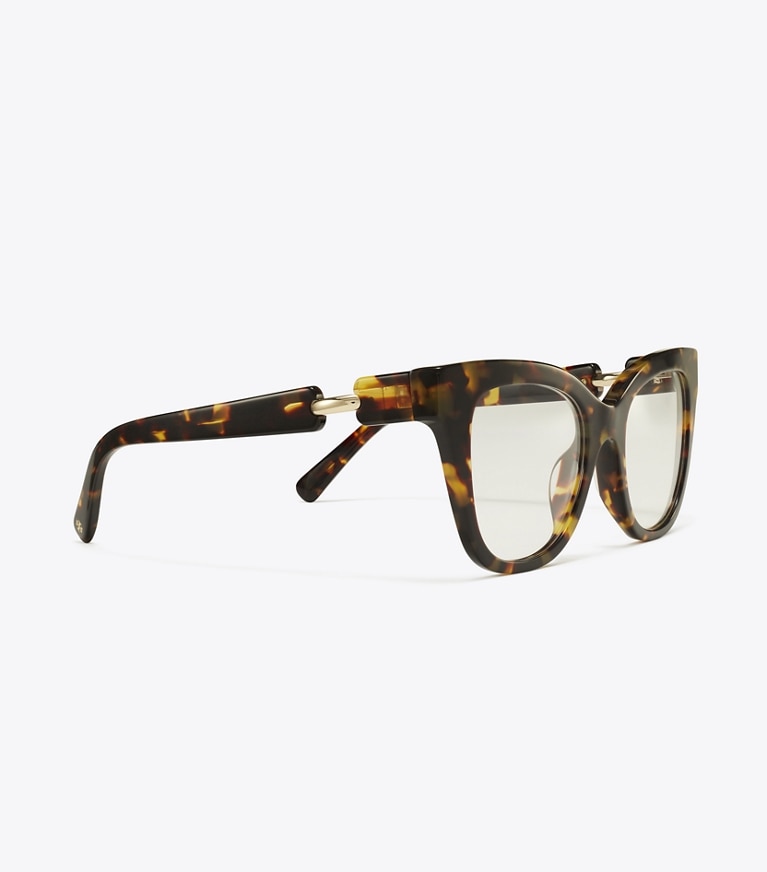 Tory Burch designer sunglasses & eyewear Pierced Oversized Cat-Eye Eyeglasses in DARK TORTOISE front