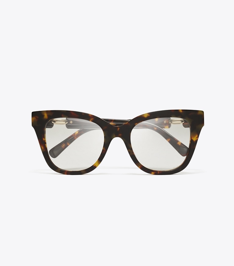 Tory Burch designer sunglasses & eyewear Pierced Oversized Cat-Eye Eyeglasses in DARK TORTOISE front