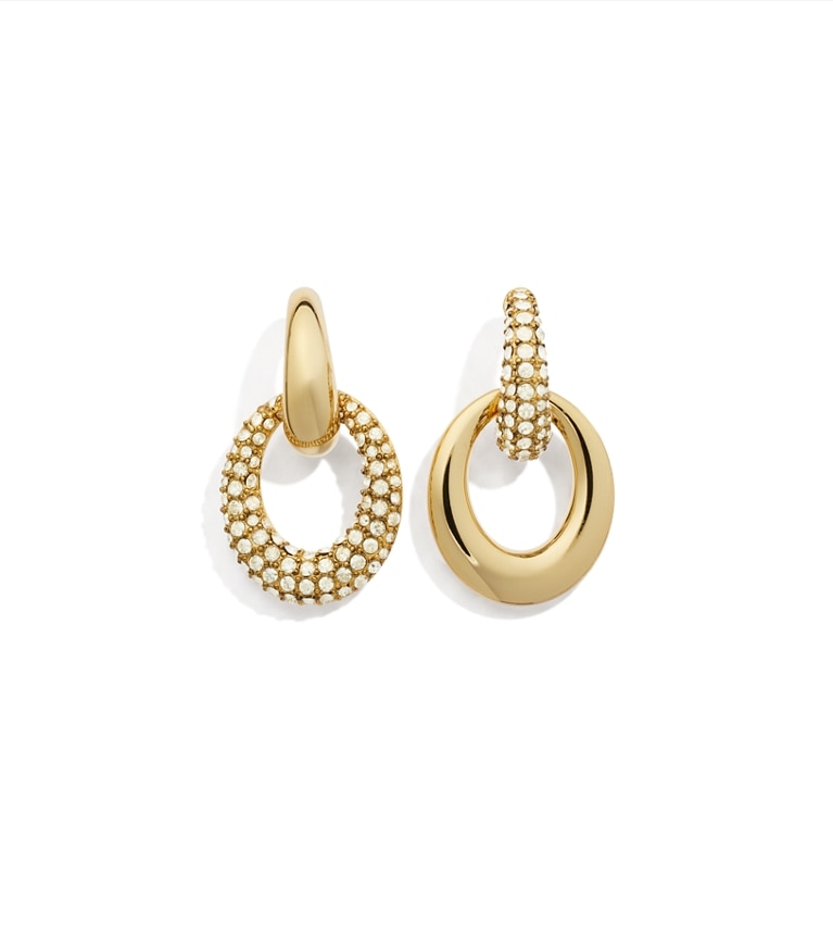 Tory Burch designer earrings Pierced Pavé Doorknocker Earrings in Light Brass / Crystal additional
