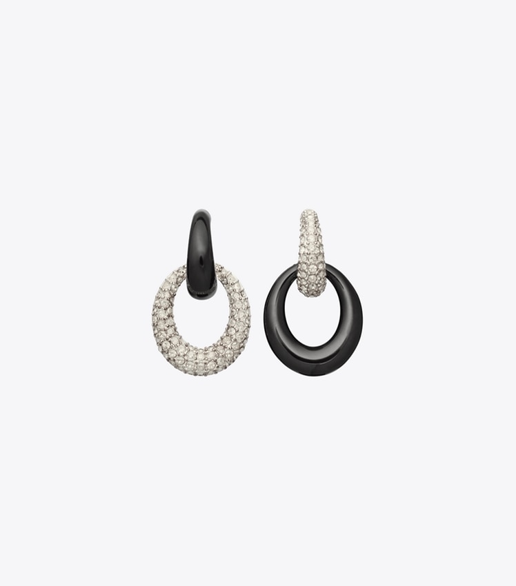 Pierced Pavé Doorknocker Earrings by Tory Burch