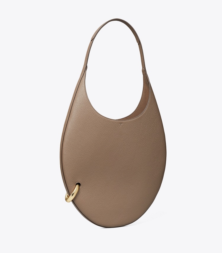 Tory Burch designer shoulder bags Pierced Pebbled Handbag in Portobello angle