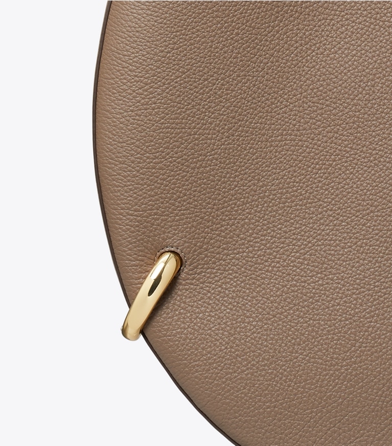 Tory Burch designer shoulder bags Pierced Pebbled Handbag in Portobello angle
