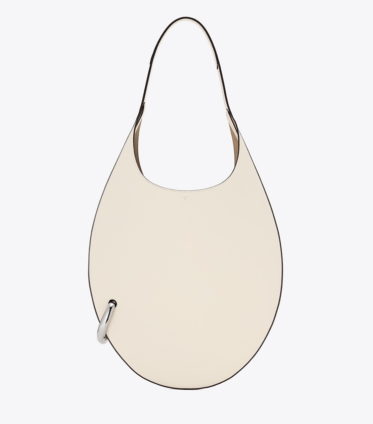 Tory Burch designer ショルダーバッグ ピアス ペブルド ハンドバッグ in Ivory front