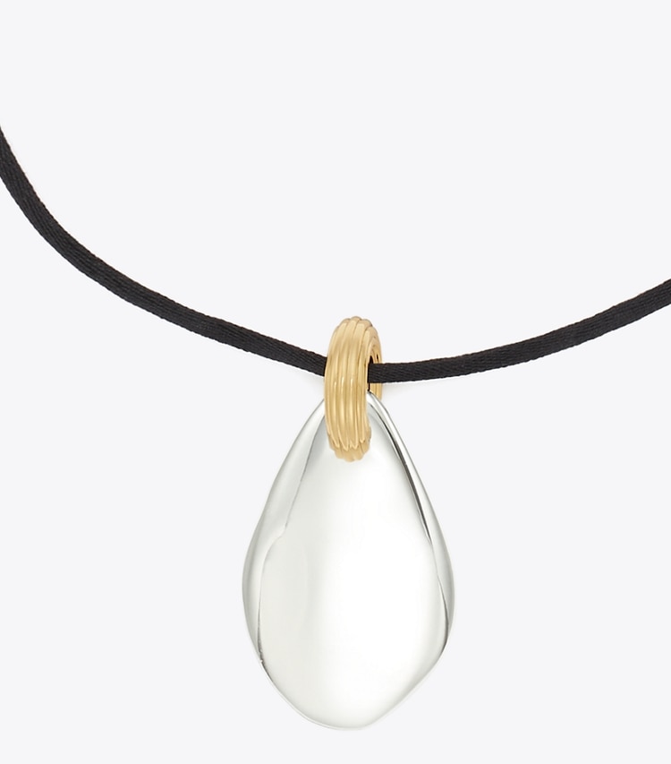 Tory Burch designer necklaces Pierced Pendant Necklace in Light Silver detail