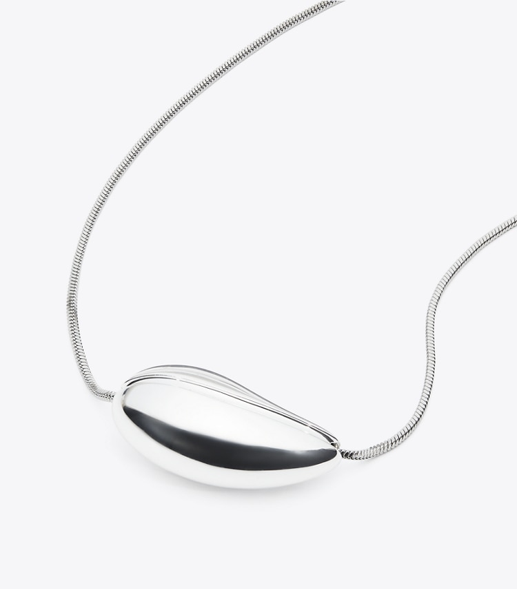 Tory Burch designer necklaces Pierced Pendant Necklace in Light Silver detail