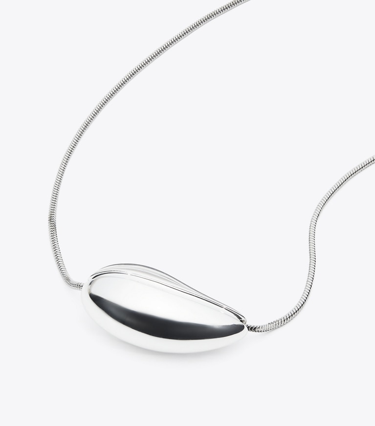 Tory Burch designer necklaces Pierced Pendant Necklace in Light Silver front