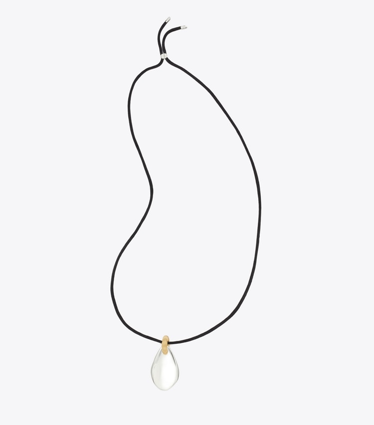 Tory Burch designer necklaces Pierced Pendant Necklace in Light Silver front