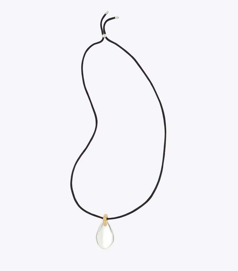 Tory Burch designer necklaces Pierced Pendant Necklace in Light Silver front