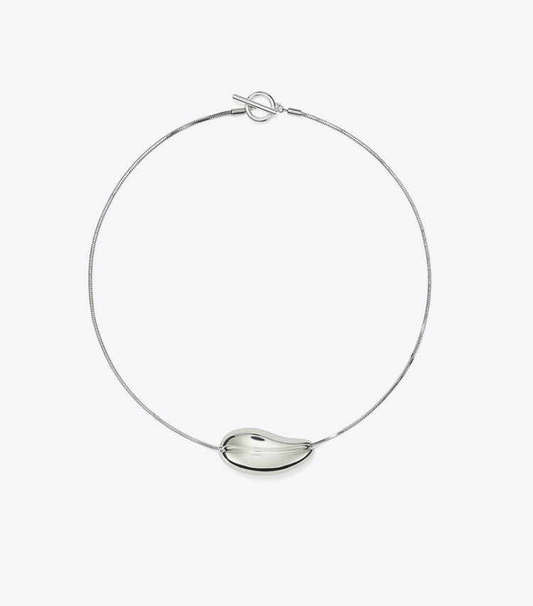 Tory Burch designer necklaces Pierced Pendant Necklace in Light Silver front