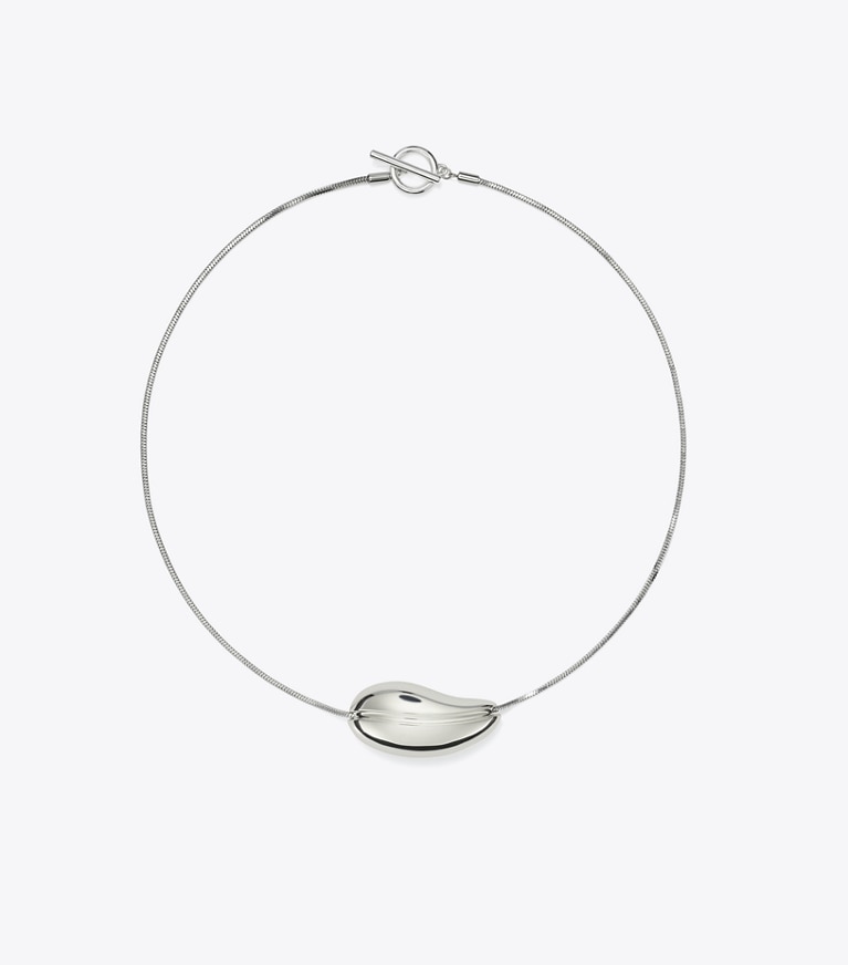 Tory Burch designer necklaces Pierced Pendant Necklace in Light Silver front