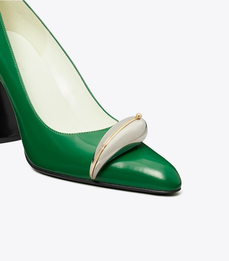 Tory Burch designer heels Pierced Pump in GRASS / SILVER detail