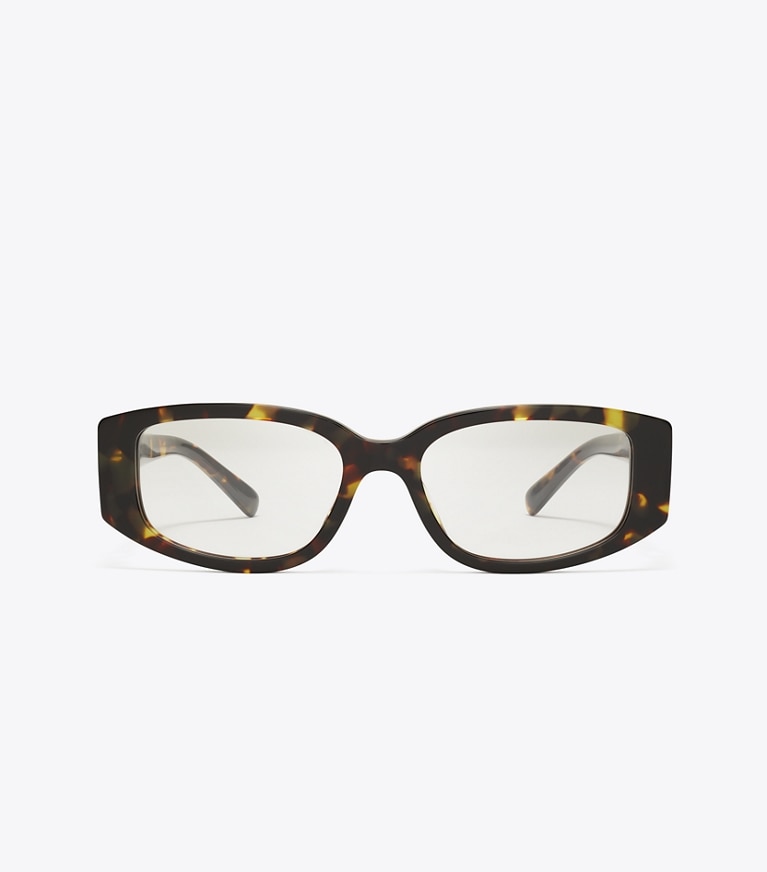 Tory Burch designer sunglasses & eyewear Pierced Rectangle Eyeglasses in DARK TORTOISE front
