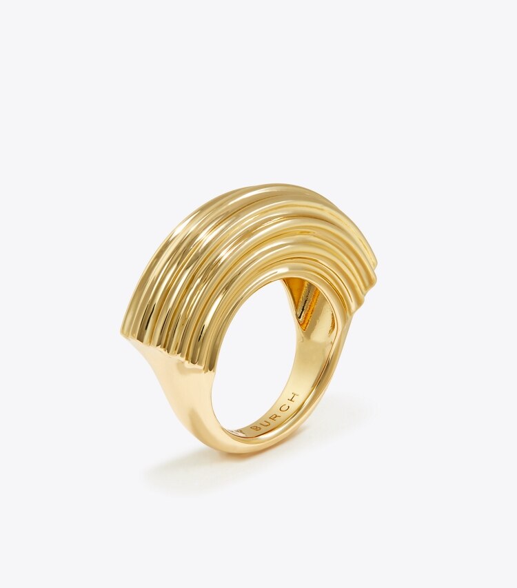 Tory Burch designer rings Pierced Ring in Light Brass angle